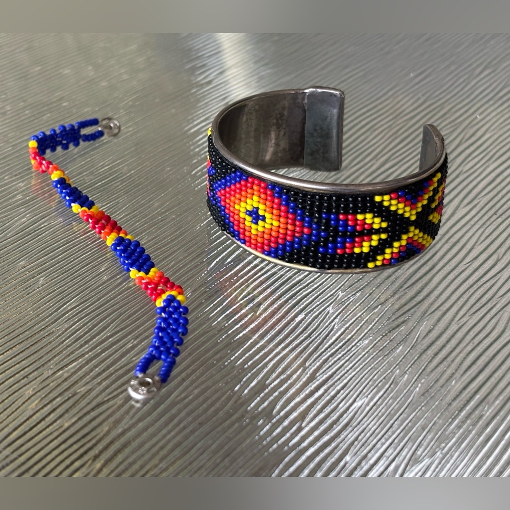 Colorful Beaded Bracelets Set Of 2 Vintage